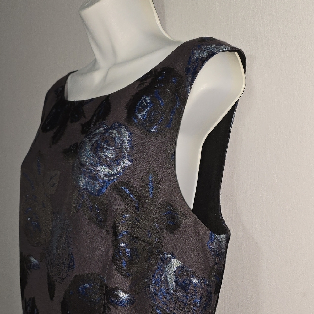 Talbots Black and Blue Floral Midi Dress - Picture 5 of 12
